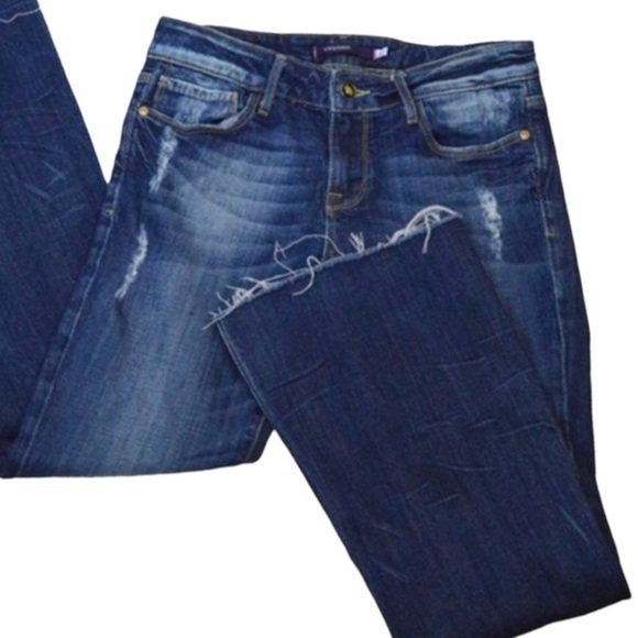 Vigoss Flare‎ Leg Raw Hem Distressed Jeans Size 5 - Picture 14 of 14
